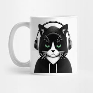 Emo Feline with Headphones Mug